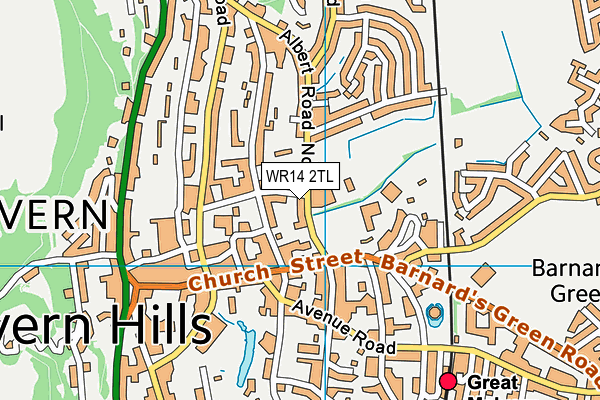 Manor Park Malvern Multisports Complex map (WR14 2TL) - OS VectorMap District (Ordnance Survey)