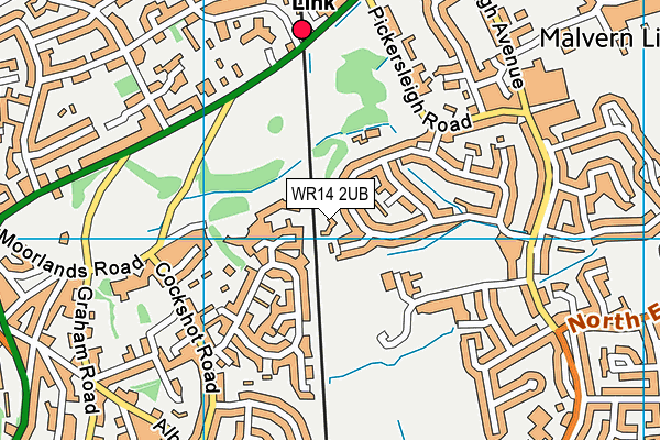 WR14 2UB map - OS VectorMap District (Ordnance Survey)