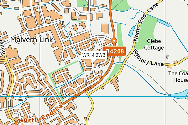 WR14 2WB map - OS VectorMap District (Ordnance Survey)
