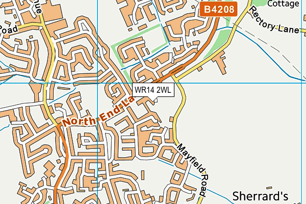 WR14 2WL map - OS VectorMap District (Ordnance Survey)