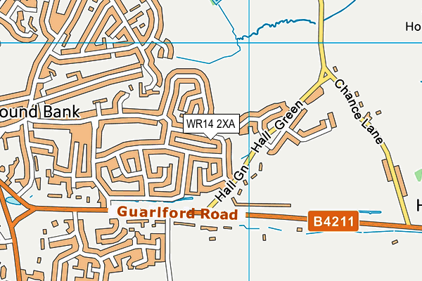 WR14 2XA map - OS VectorMap District (Ordnance Survey)