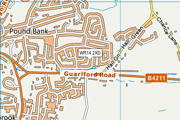 WR14 2XD map - OS VectorMap District (Ordnance Survey)