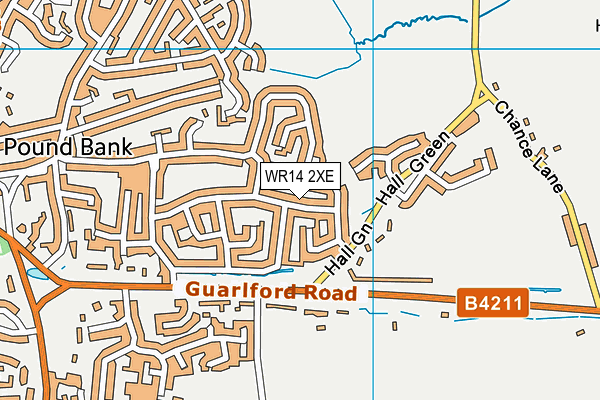 WR14 2XE map - OS VectorMap District (Ordnance Survey)