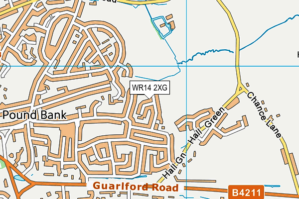 WR14 2XG map - OS VectorMap District (Ordnance Survey)