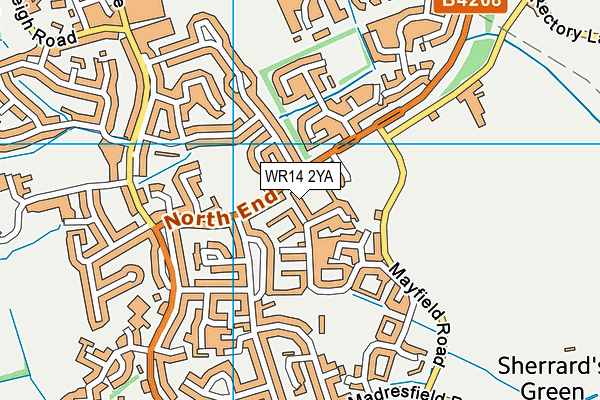 WR14 2YA map - OS VectorMap District (Ordnance Survey)