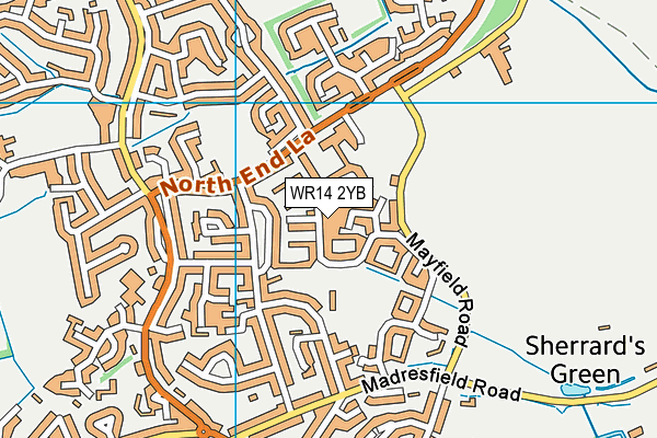 WR14 2YB map - OS VectorMap District (Ordnance Survey)