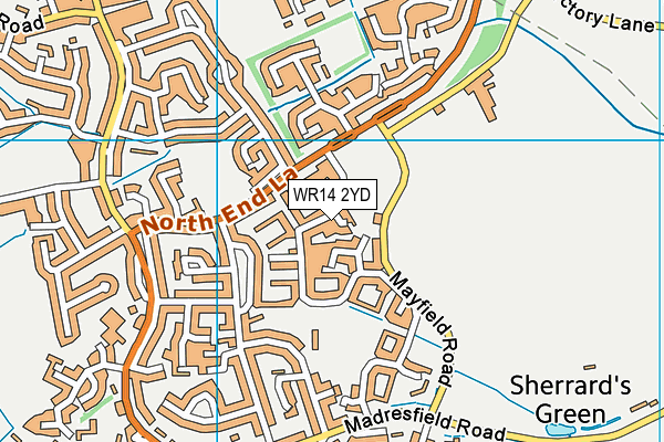 WR14 2YD map - OS VectorMap District (Ordnance Survey)