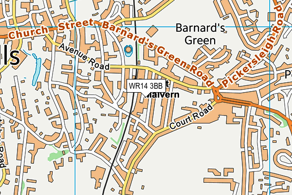 Malvern Parish CofE Primary School map (WR14 3BB) - OS VectorMap District (Ordnance Survey)