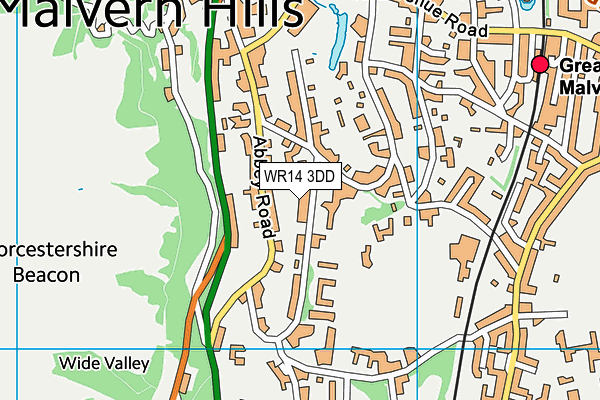 WR14 3DD map - OS VectorMap District (Ordnance Survey)