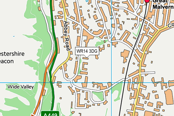 WR14 3DG map - OS VectorMap District (Ordnance Survey)
