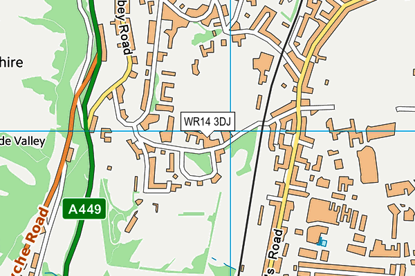 WR14 3DJ map - OS VectorMap District (Ordnance Survey)