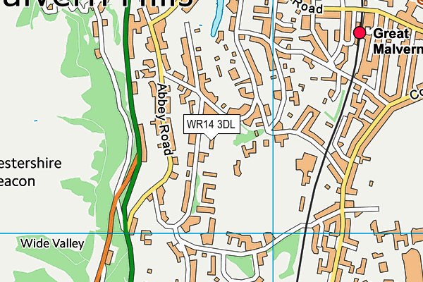 WR14 3DL map - OS VectorMap District (Ordnance Survey)