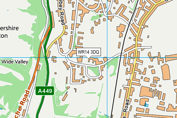 WR14 3DQ map - OS VectorMap District (Ordnance Survey)