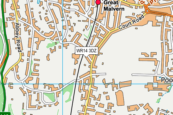 WR14 3DZ map - OS VectorMap District (Ordnance Survey)