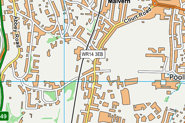 WR14 3EB map - OS VectorMap District (Ordnance Survey)