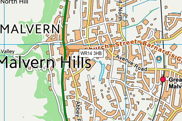 WR14 3HB map - OS VectorMap District (Ordnance Survey)