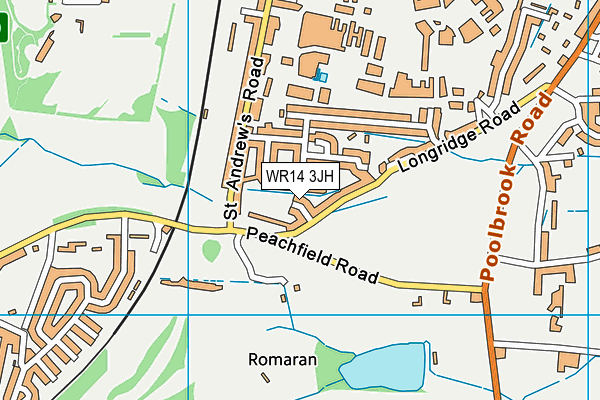 WR14 3JH map - OS VectorMap District (Ordnance Survey)
