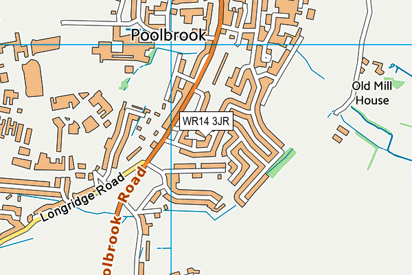 WR14 3JR map - OS VectorMap District (Ordnance Survey)