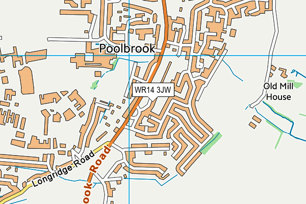 Poolbrook Village Hall map (WR14 3JW) - OS VectorMap District (Ordnance Survey)