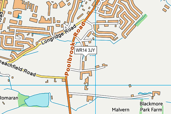 WR14 3JY map - OS VectorMap District (Ordnance Survey)