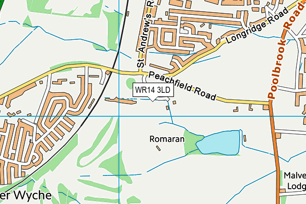 WR14 3LD map - OS VectorMap District (Ordnance Survey)