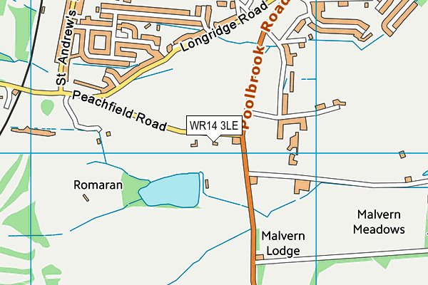 WR14 3LE map - OS VectorMap District (Ordnance Survey)
