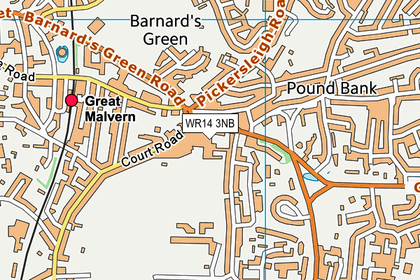 WR14 3NB map - OS VectorMap District (Ordnance Survey)