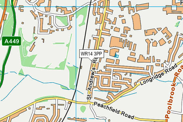 WR14 3PP map - OS VectorMap District (Ordnance Survey)