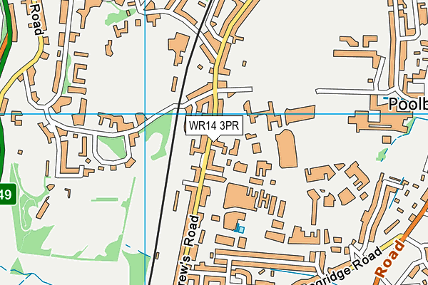 WR14 3PR map - OS VectorMap District (Ordnance Survey)