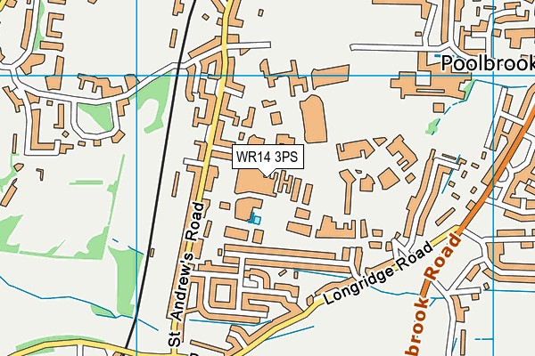 WR14 3PS map - OS VectorMap District (Ordnance Survey)