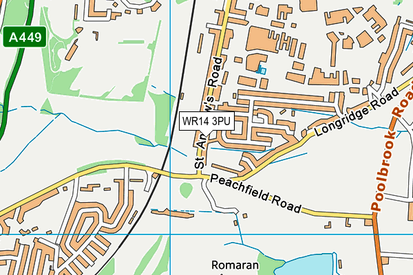 WR14 3PU map - OS VectorMap District (Ordnance Survey)