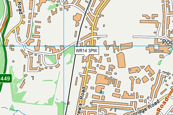 WR14 3PW map - OS VectorMap District (Ordnance Survey)
