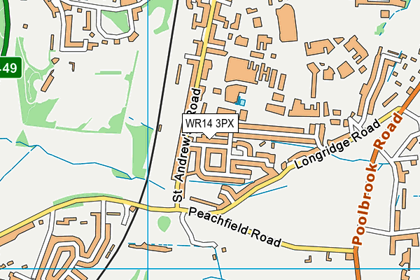WR14 3PX map - OS VectorMap District (Ordnance Survey)