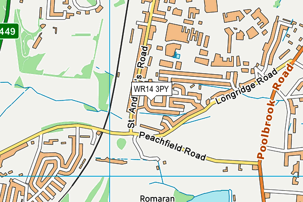WR14 3PY map - OS VectorMap District (Ordnance Survey)