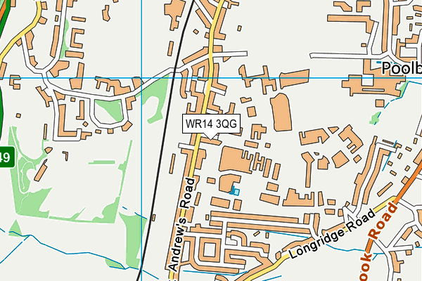 WR14 3QG map - OS VectorMap District (Ordnance Survey)