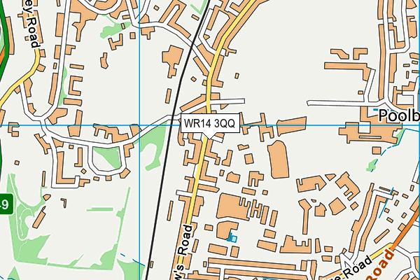WR14 3QQ map - OS VectorMap District (Ordnance Survey)
