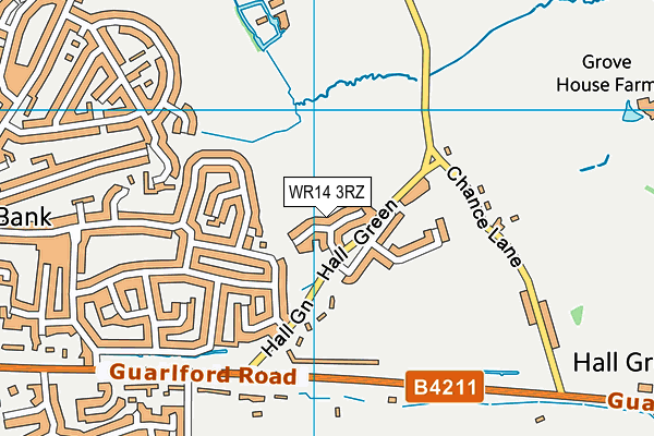 WR14 3RZ map - OS VectorMap District (Ordnance Survey)
