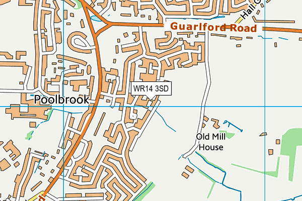 WR14 3SD map - OS VectorMap District (Ordnance Survey)