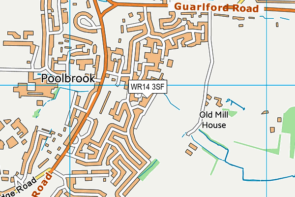 WR14 3SF map - OS VectorMap District (Ordnance Survey)