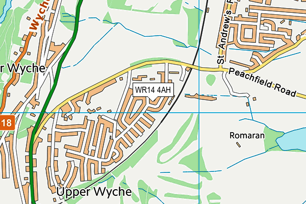 WR14 4AH map - OS VectorMap District (Ordnance Survey)