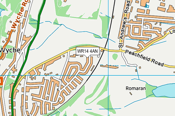 WR14 4AN map - OS VectorMap District (Ordnance Survey)
