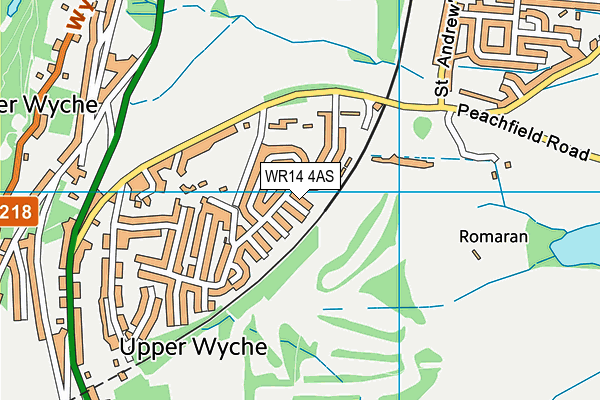 WR14 4AS map - OS VectorMap District (Ordnance Survey)