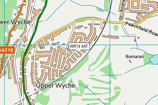 WR14 4AT map - OS VectorMap District (Ordnance Survey)