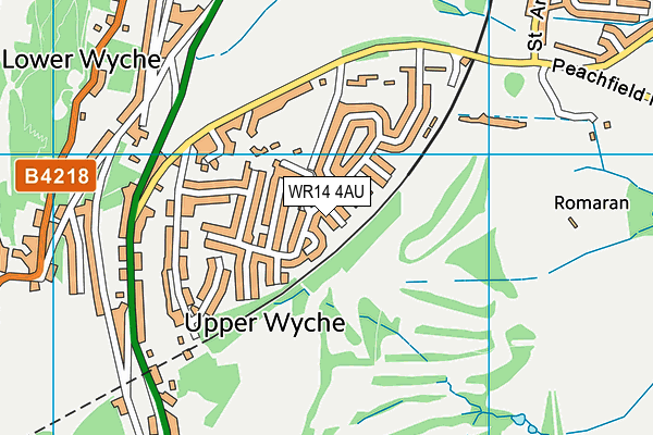 WR14 4AU map - OS VectorMap District (Ordnance Survey)