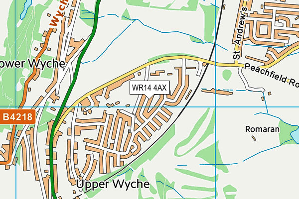 WR14 4AX map - OS VectorMap District (Ordnance Survey)