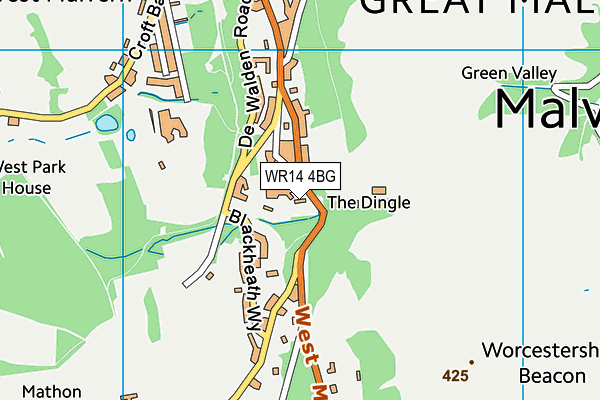 WR14 4BG map - OS VectorMap District (Ordnance Survey)