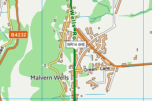 WR14 4HE map - OS VectorMap District (Ordnance Survey)
