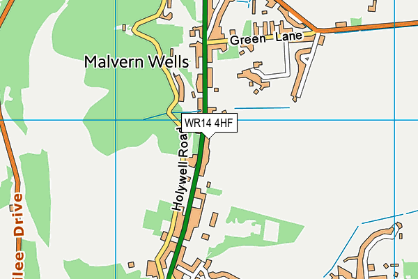 Malvern Wells CofE Primary School map (WR14 4HF) - OS VectorMap District (Ordnance Survey)