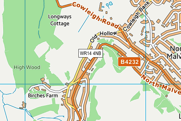 WR14 4NB map - OS VectorMap District (Ordnance Survey)