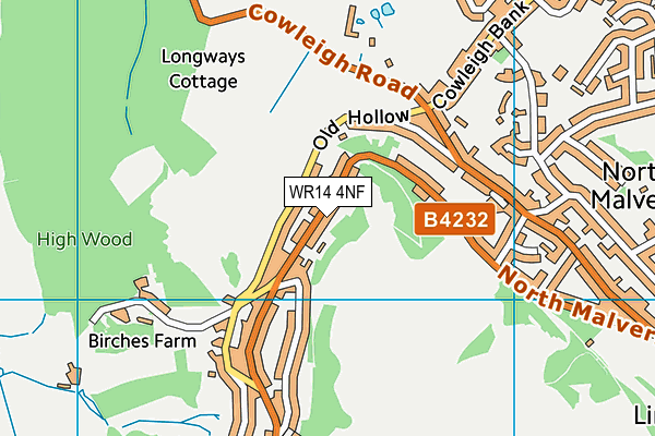 WR14 4NF map - OS VectorMap District (Ordnance Survey)